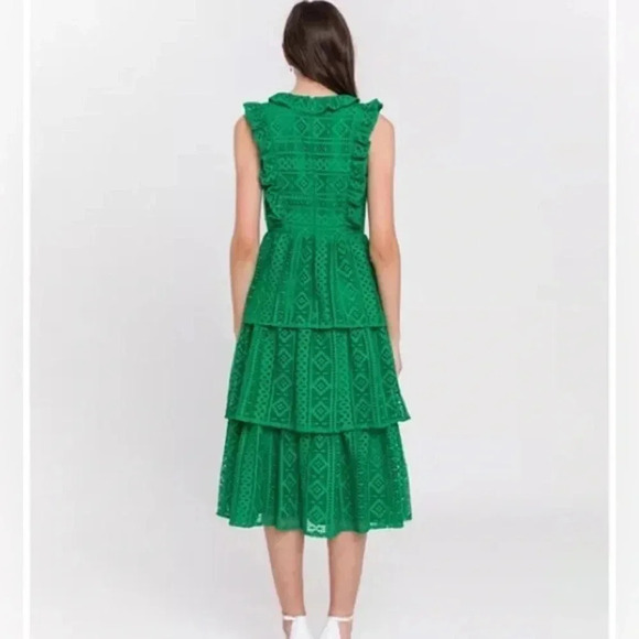 Endless Rose Lace Green tiered Midi Dress (M) - Picture 3 of 8